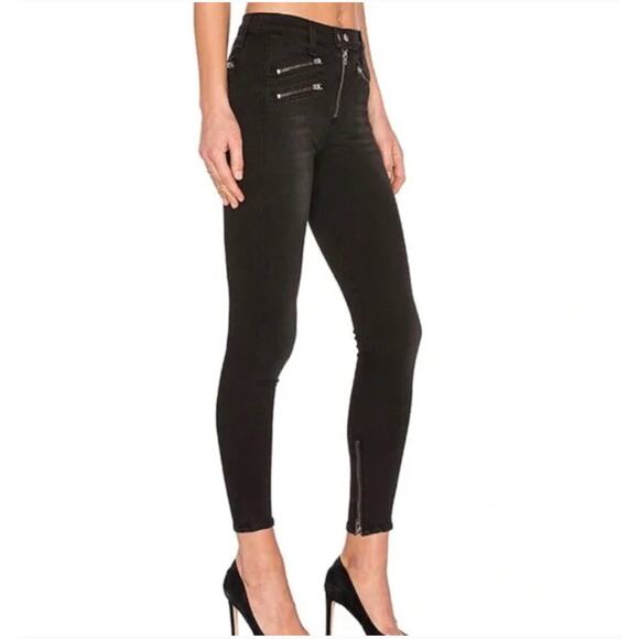 Rag & Bone Triple Zipper Moto Ankle Zip Jean in Metal Size 25 - Picture 2 of 11